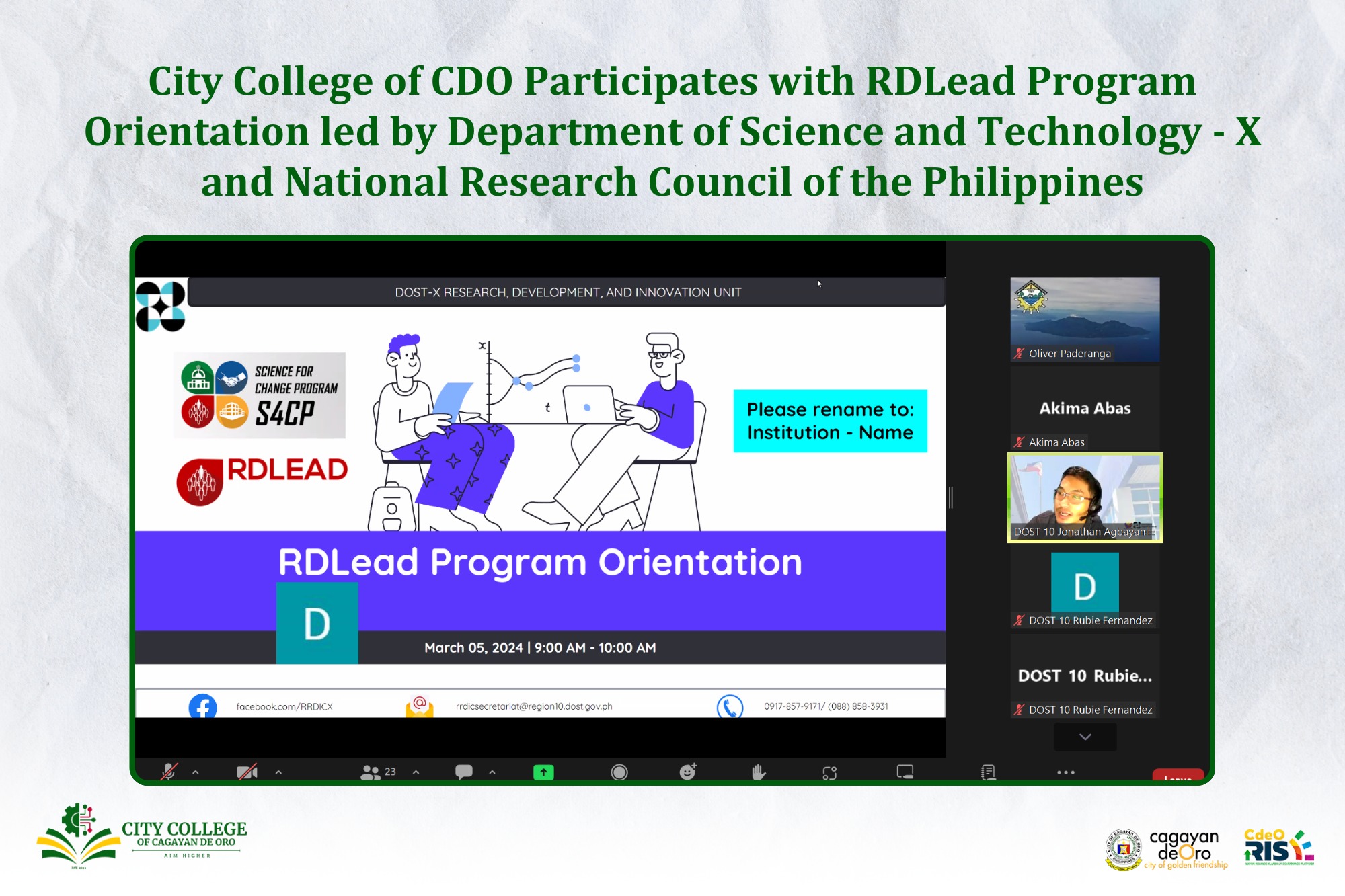 City College of CDO Participates in RDLead Program Orientation led by DOST-X with the National Research Council of the Philippines - Image 3