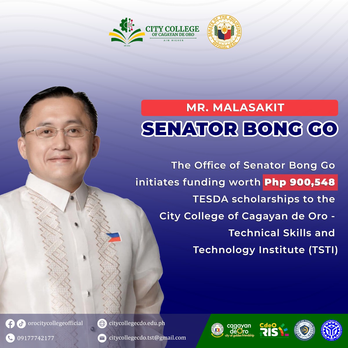 Office of Senator Bong Go Extends Malasakit to City College of CDO with Over Php 900,000 Worth of TESDA Scholarships - Image 3