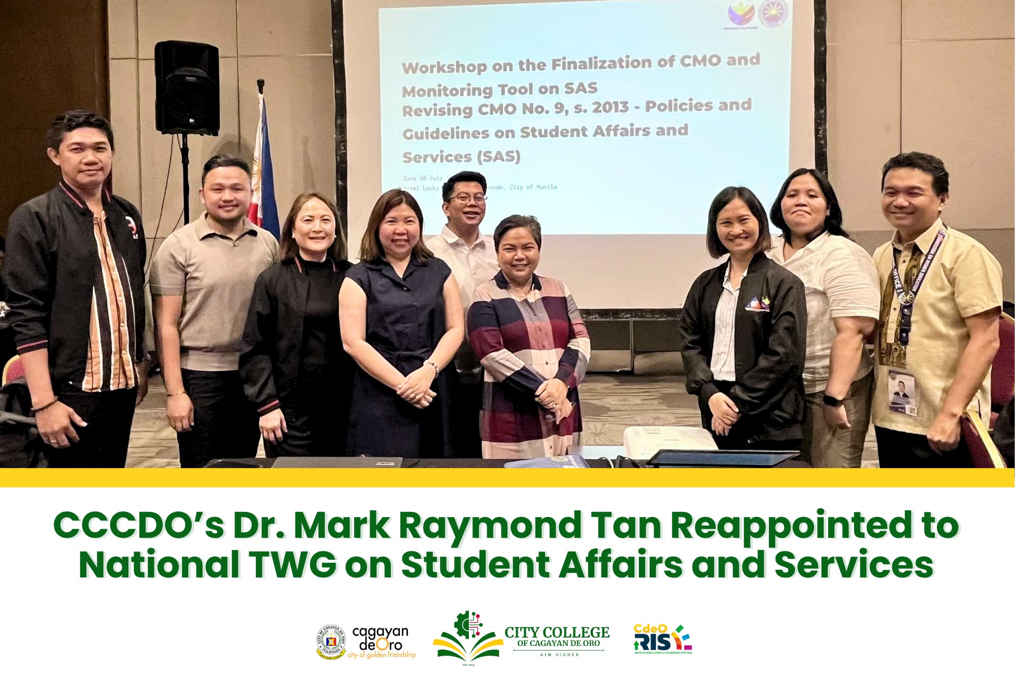 CCCDO’s Dr. Mark Raymond Tan Reappointed to National TWG on Student Affairs and Services