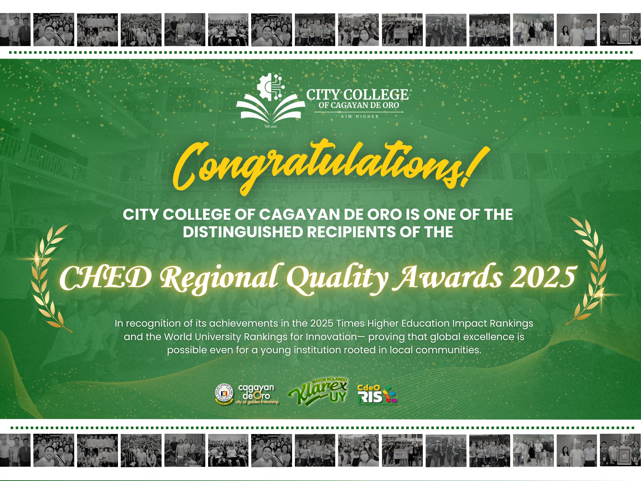 City College of CDO Honored by CHED for University Global Rankings Triumph!