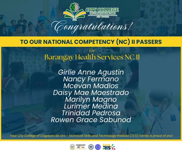 Congratulations to our new Barangay Health Services NC II passers