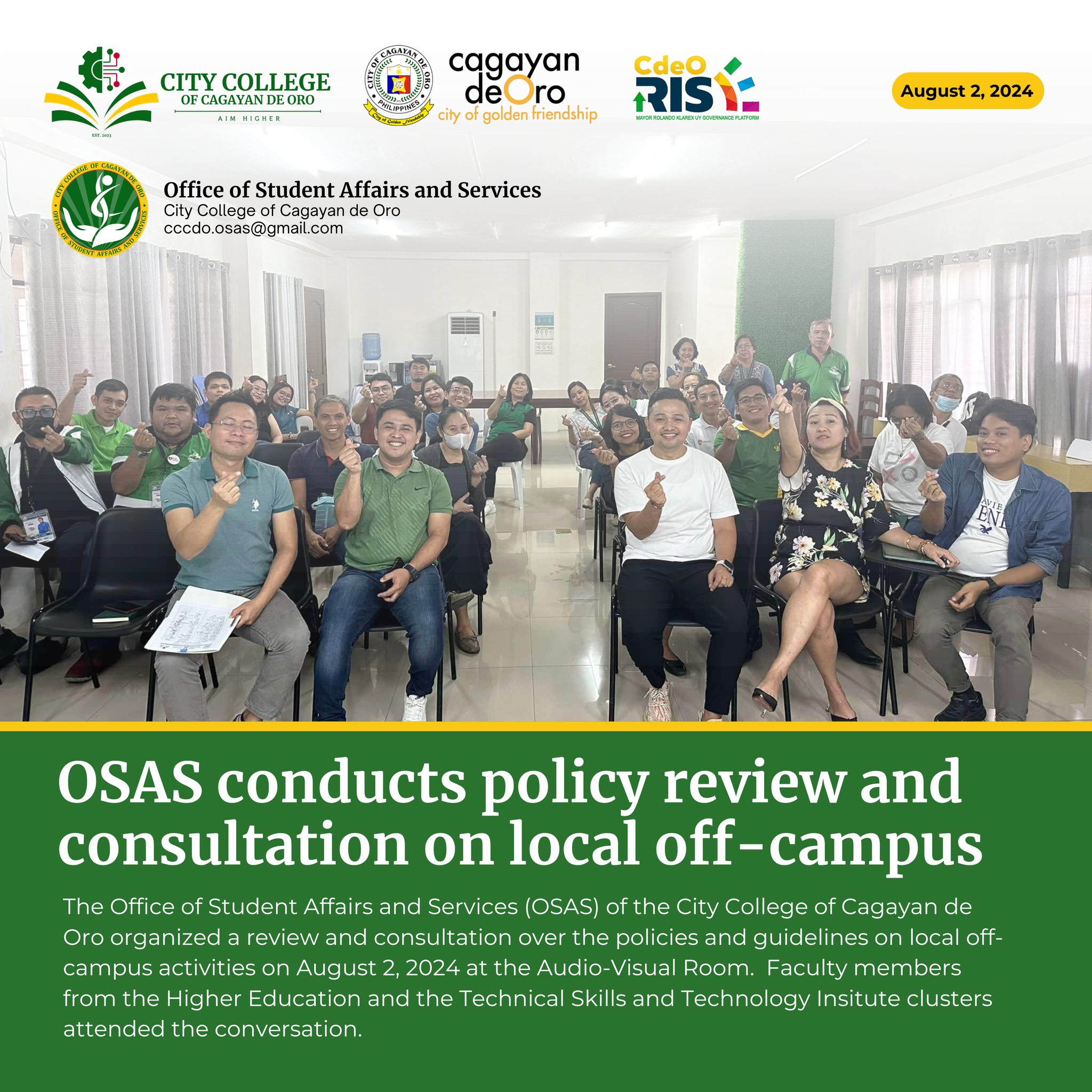 OSAS Conducts Policy Review and Consultation on Local Off-Campus - Image 1