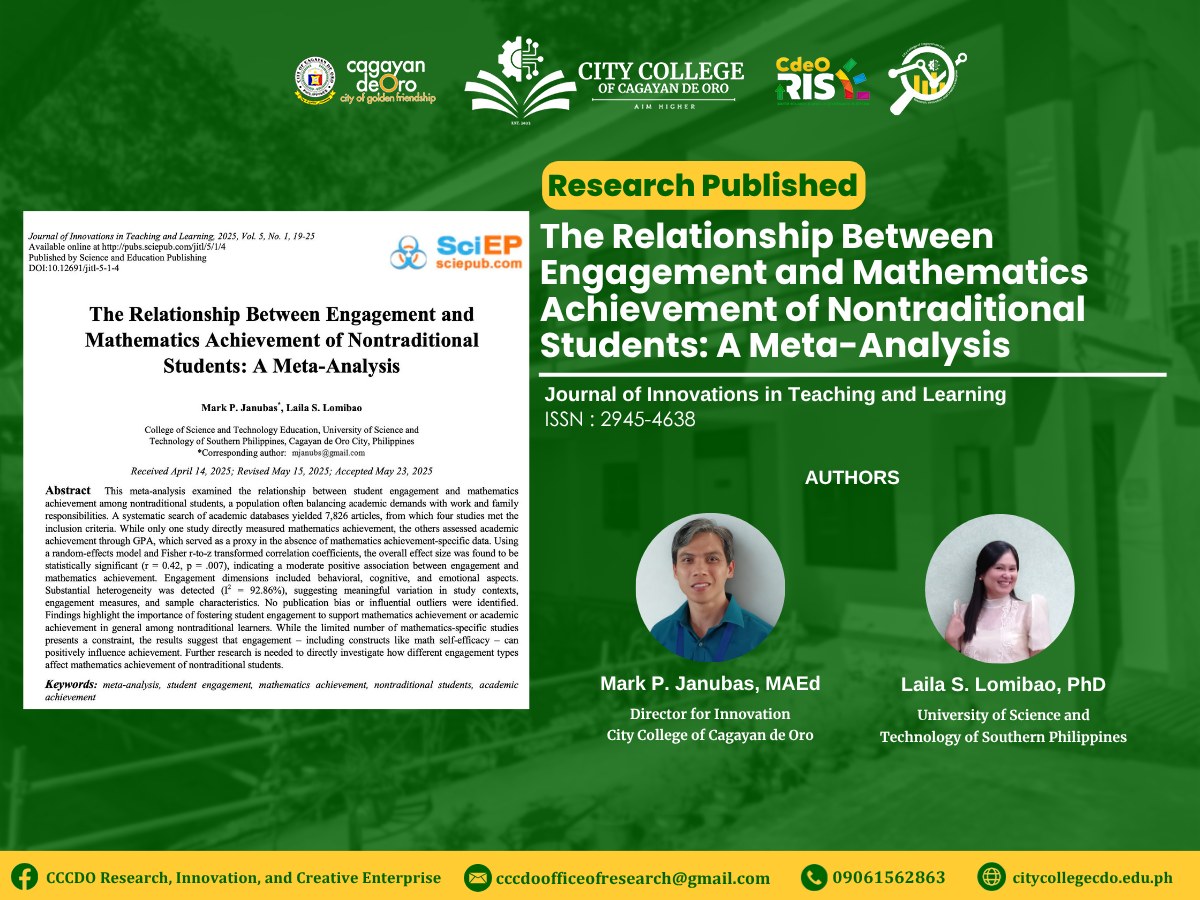 Prof. Janubas and Dr. Lomibao Publication
