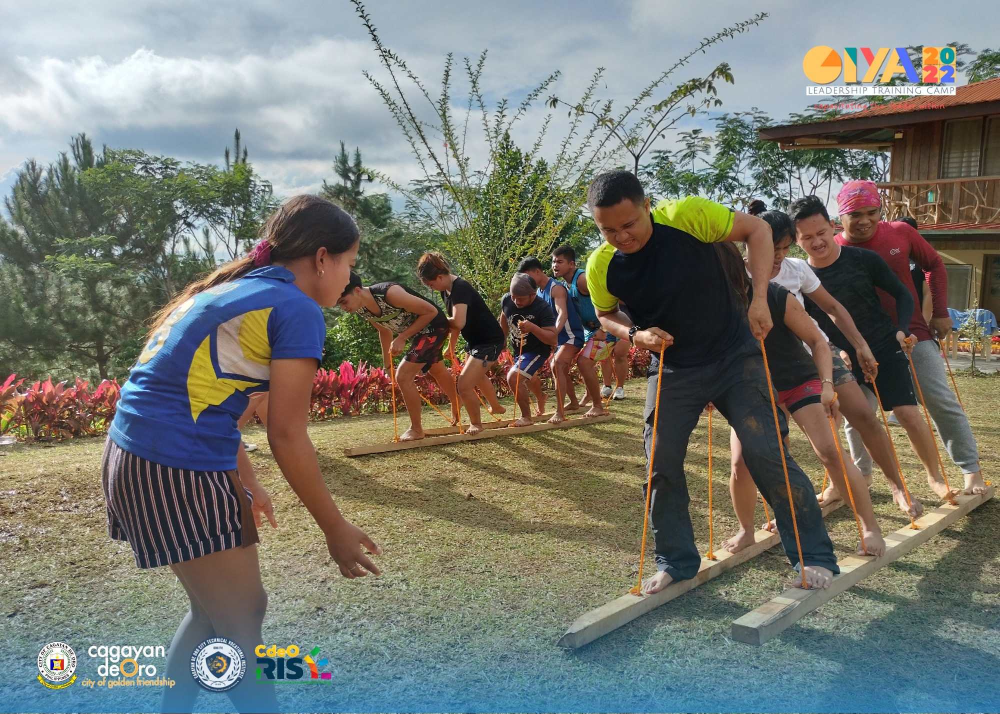 Participants engage in team-building activities